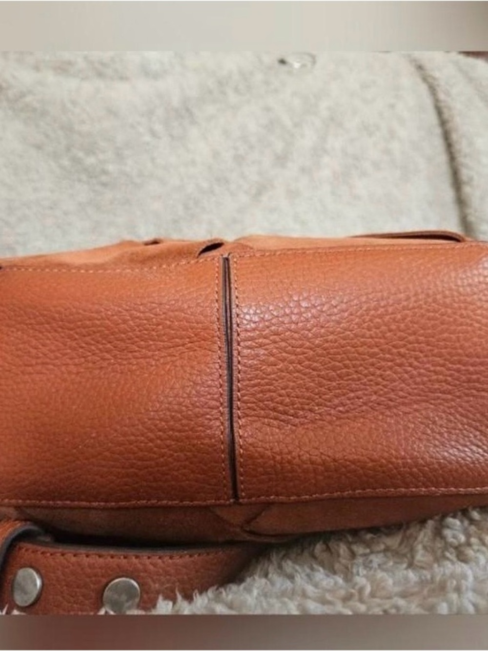 Treasure & Bond Woven Suede Shoulder Bag in Rust Orange - Picture 7 of 8
